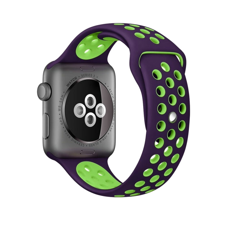 Frendorf | Für Apple Watch Series 7 41mm / 6 & SE & 5 & 4 40mm / 3 & 2 & 1 38mm Sport Silikon-Uhrenarmband Standardausgabe (Lila Grün)