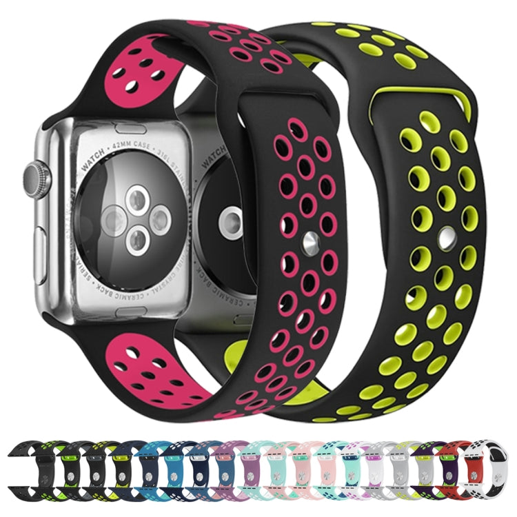 Frendorf | Für Apple Watch Series 7 41mm / 6 & SE & 5 & 4 40mm / 3 & 2 & 1 38mm Sport Silikon-Uhrenarmband Standard Edition (Schwarz Blau)