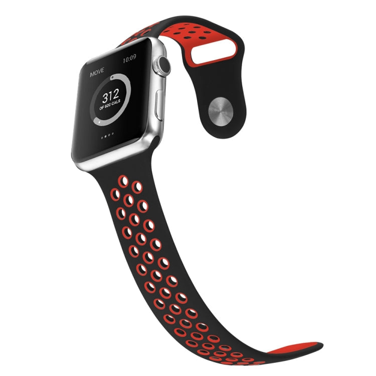 Frerndorf | Für Apple Watch Ultra 49mm / Series 8&7 45mm / SE 2&6&SE&5&4 44mm / 3&2&1 42mm Sport Silikon Uhr Band Standard Edition (Schwarz Rot)