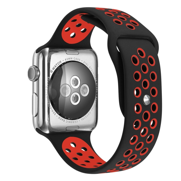 Frerndorf | Für Apple Watch Ultra 49mm / Series 8&7 45mm / SE 2&6&SE&5&4 44mm / 3&2&1 42mm Sport Silikon Uhr Band Standard Edition (Schwarz Rot)