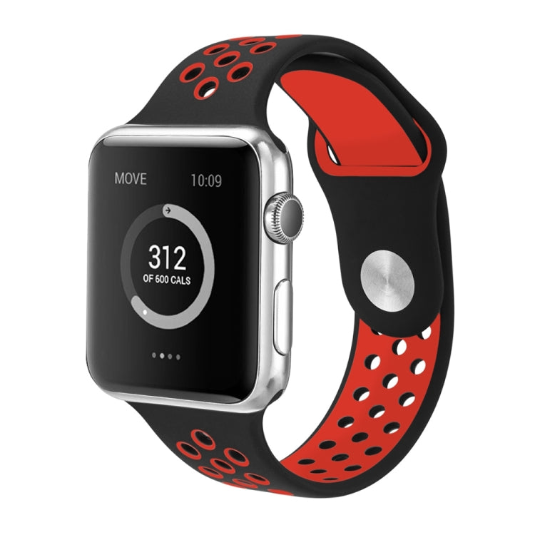 Frerndorf | Für Apple Watch Ultra 49mm / Series 8&7 45mm / SE 2&6&SE&5&4 44mm / 3&2&1 42mm Sport Silikon Uhr Band Standard Edition (Schwarz Rot)