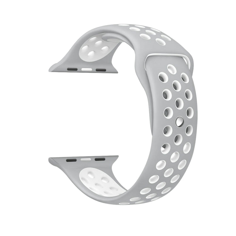 Frerndorf | Für Apple Watch Ultra 49mm & Watch Ultra 2 49mm / Series 9 & 8 & 7 45mm / SE 3 & SE 2 & 6 & SE & 5 & 4 44mm / 3 & 2 & 1 42mm Sport Silikon-Uhrenarmband Standard Edition (Grau Weiß)