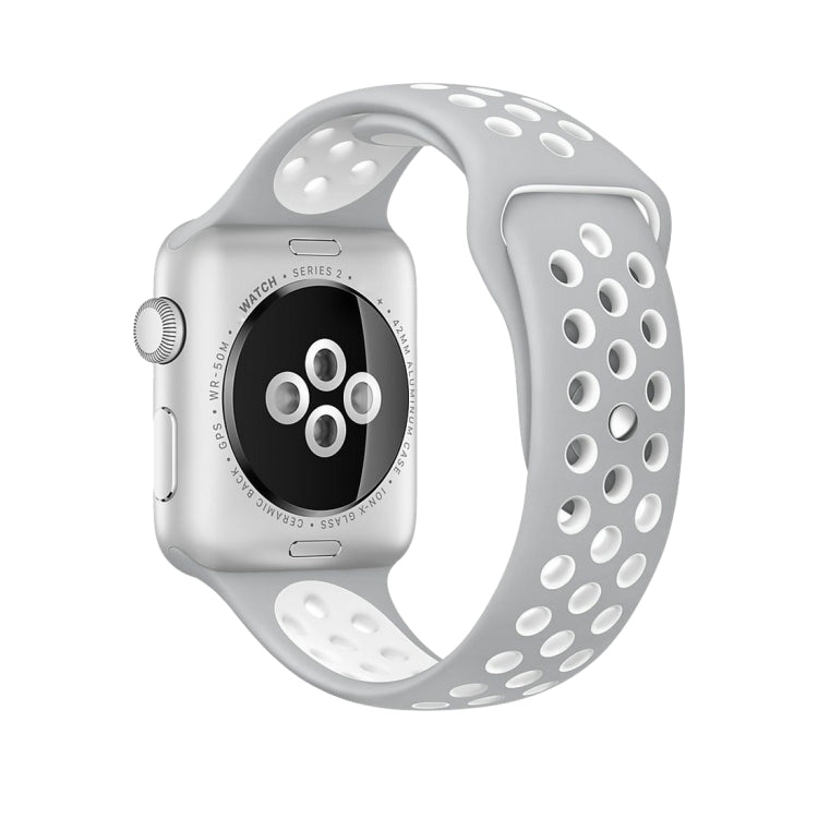 Frerndorf | Für Apple Watch Ultra 49mm & Watch Ultra 2 49mm / Series 9 & 8 & 7 45mm / SE 3 & SE 2 & 6 & SE & 5 & 4 44mm / 3 & 2 & 1 42mm Sport Silikon-Uhrenarmband Standard Edition (Grau Weiß)
