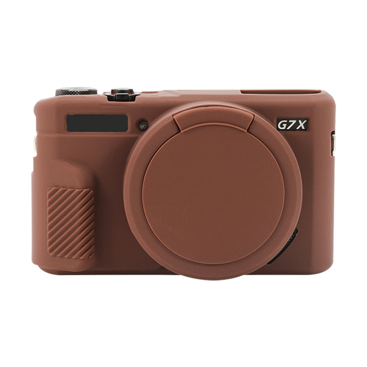Frendorf | Für Canon PowerShot G7 X Mark II / G7X2 Weiche Silikon Schutzhülle mit Objektivdeckel (Kaffee)