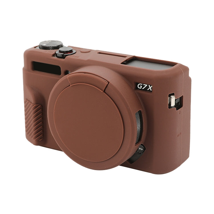 Frendorf | Für Canon PowerShot G7 X Mark II / G7X2 Weiche Silikon Schutzhülle mit Objektivdeckel (Kaffee)