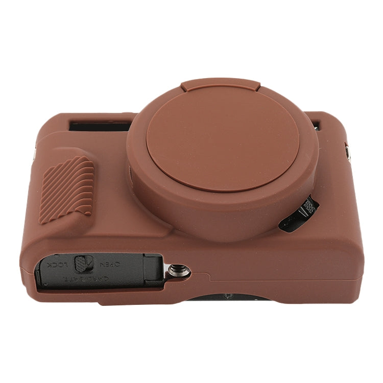 Frendorf | Für Canon PowerShot G7 X Mark II / G7X2 Weiche Silikon Schutzhülle mit Objektivdeckel (Kaffee)