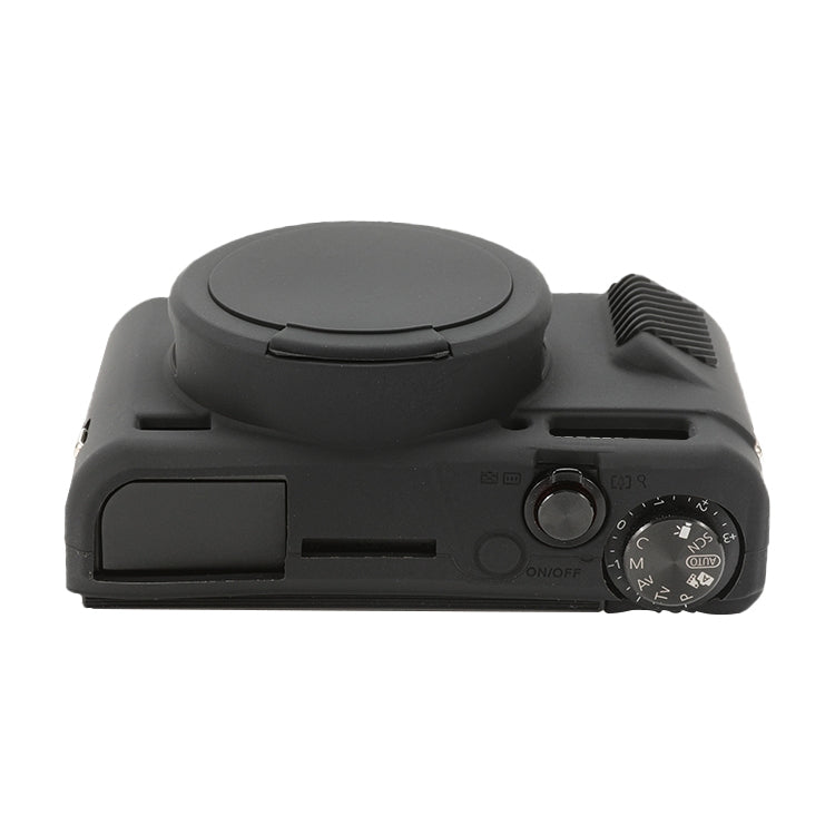 Frendorf | Für Canon PowerShot G7 X Mark II / G7X2 Weiche Silikon-Schutzhülle mit Objektivdeckel (Schwarz)
