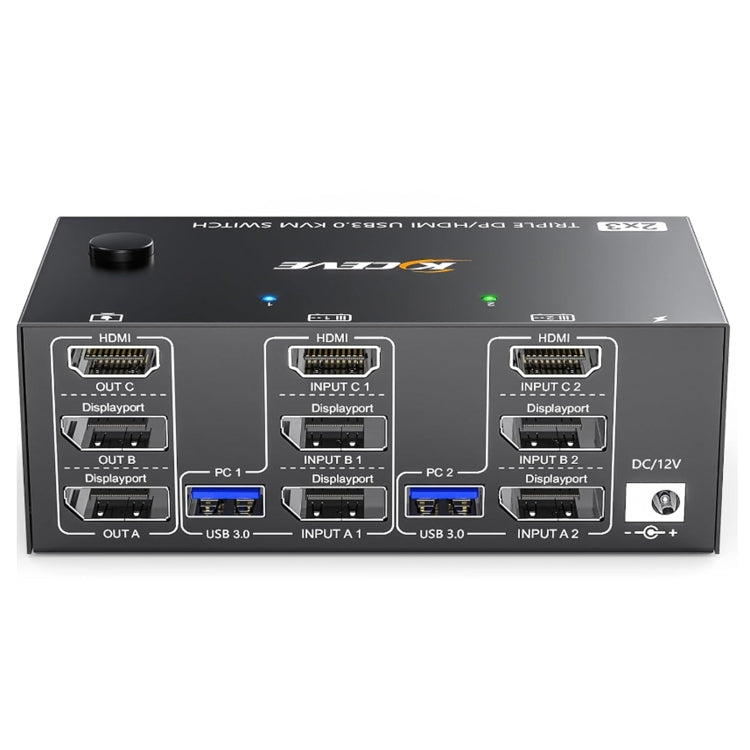 Frendorf | KC-KVM203DH 8K 30Hz USB3.0 DP+DP+HDMI Triple Monitors KVM Switch, AU Plug