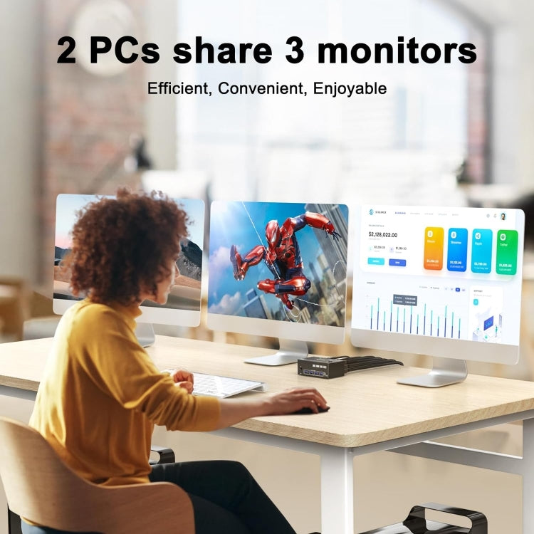 Frendorf | KC-KVM203DH 8K 30Hz USB3.0 DP+DP+HDMI Triple Monitors KVM Switch, AU Plug
