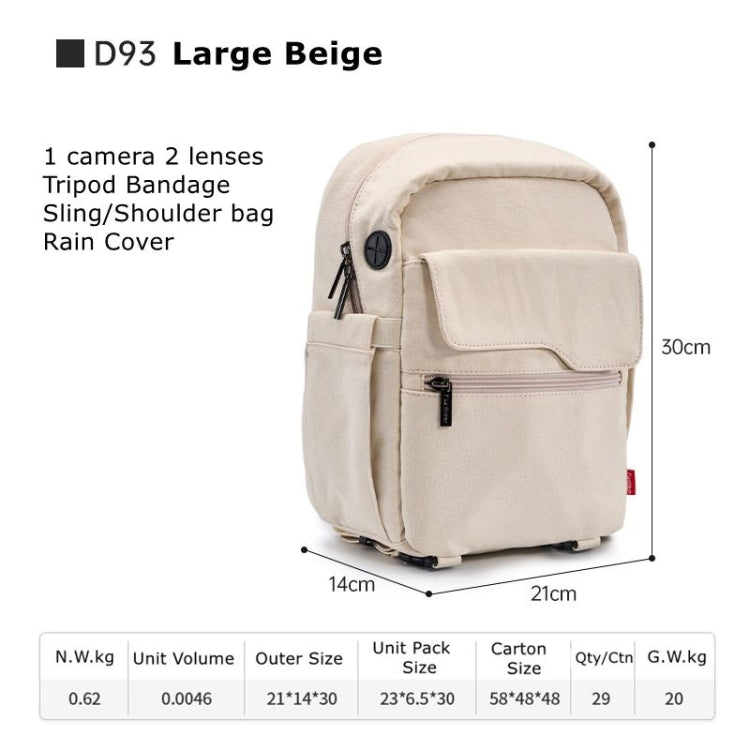Frendorf | Cwatcun D93 Kameratas Canvas Schoudertas, Maat: 21 x 14 x 30 cm Beige