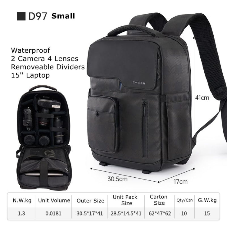Frendorf | Cwatcun D97 Professionele Fotografie Tas Mirrorless/SLR Multifunctionele Rugzak Camera Tas, Maat: 41 x 30,5 x 17 cm (Zwart)