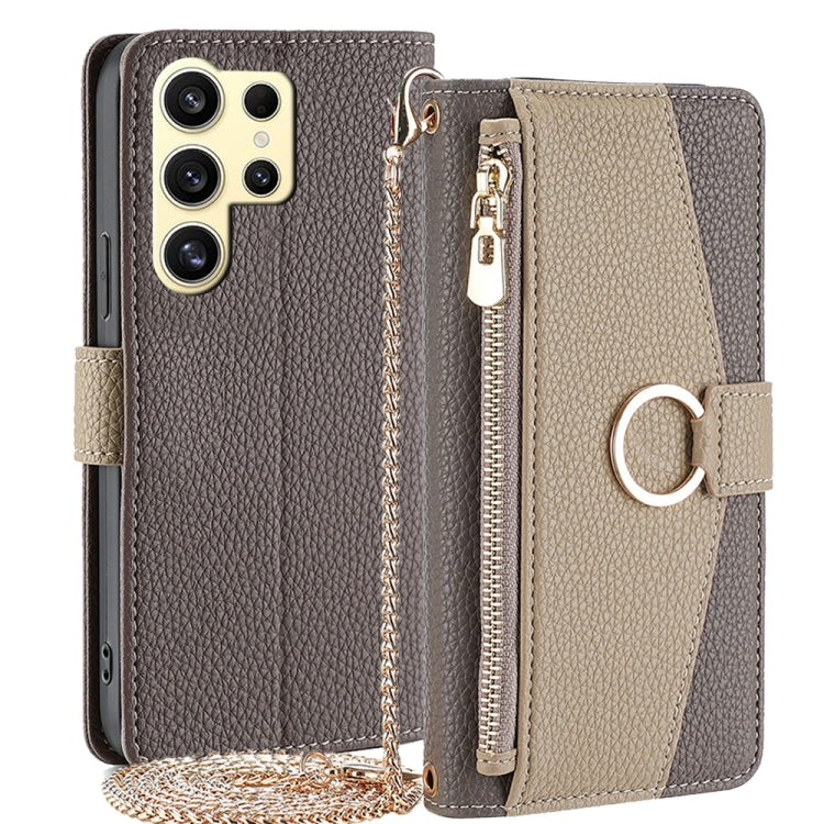 Frendorf | Für Samsung Galaxy S24 Ultra 5G Crossbody Litchi-Textur-Leder-Handyhülle(Grau)