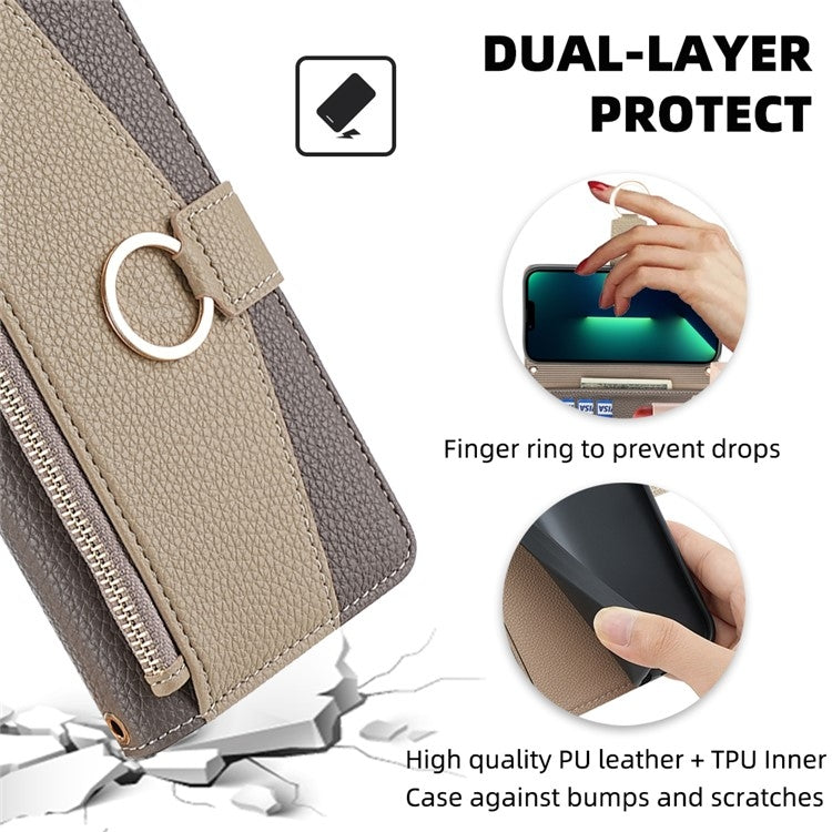 Frendorf | Für Samsung Galaxy S24 Ultra 5G Crossbody Litchi-Textur-Leder-Handyhülle(Grau)