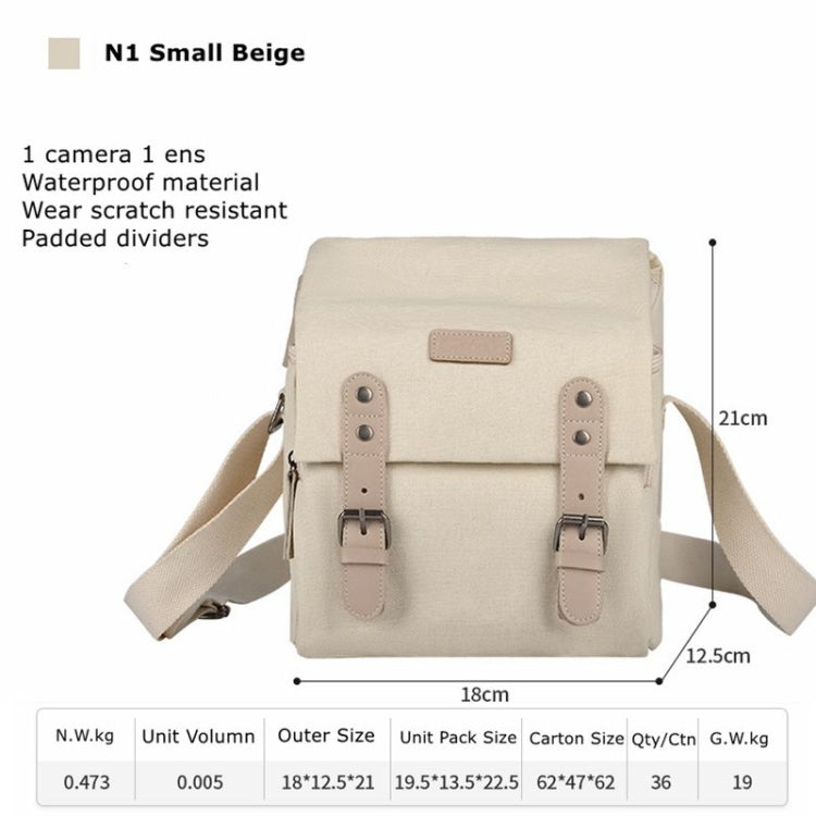 Frendorf | Cwatcun N1 Retro Multifunctionele Canvas Waterdichte Digitale Camera Fotografie Tas, Size: 18 x 12,5 x 21cm Beige