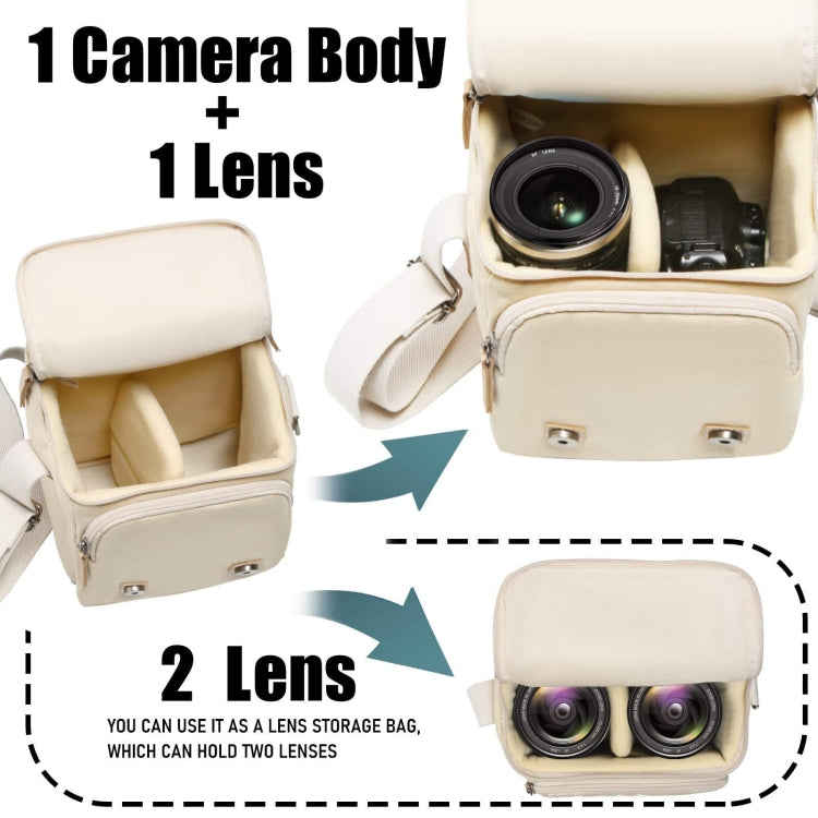 Frendorf | Cwatcun N1 Retro Multifunctionele Canvas Waterdichte Digitale Camera Fotografie Tas, Size: 18 x 12,5 x 21cm Beige