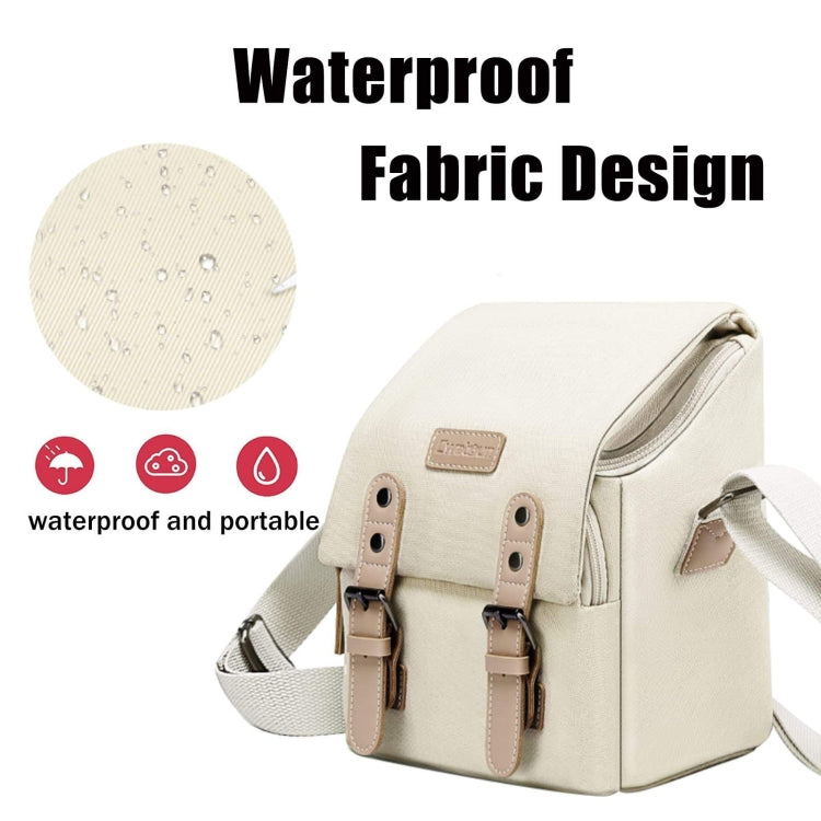 Frendorf | Cwatcun N1 Retro Multifunctionele Canvas Waterdichte Digitale Camera Fotografie Tas, Size: 18 x 12,5 x 21cm Beige
