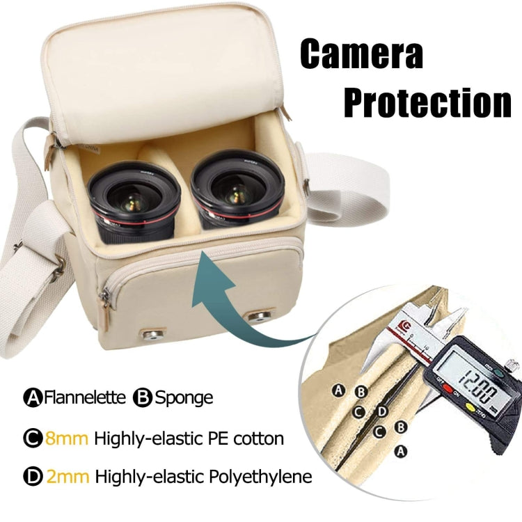 Frendorf | Cwatcun N1 Retro Multifunctionele Canvas Waterdichte Digitale Camera Fotografie Tas, Size: 18 x 12,5 x 21cm Beige