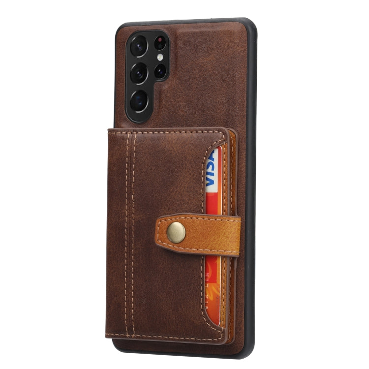 Frendorf | Für Samsung Galaxy S24 Ultra 5G Kalbsleder Karten Slot TPU + PU Handyhülle (Braun)
