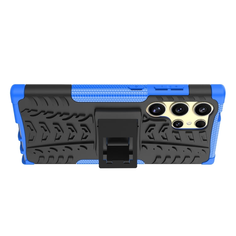 Frendorf | Für Samsung Galaxy S24 Ultra 5G Reifenstruktur TPU + PC Handyhülle mit Halter (Blau)