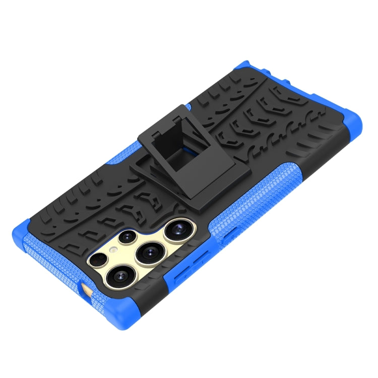 Frendorf | Für Samsung Galaxy S24 Ultra 5G Reifenstruktur TPU + PC Handyhülle mit Halter (Blau)