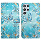 Frendorf | Für Samsung Galaxy S24 Ultra 5G Öl Präge 3D Zeichnung Leder Handyhülle (Blaue Schmetterlinge)