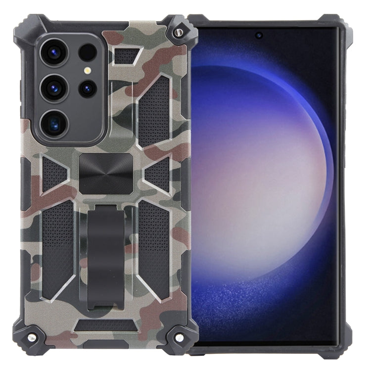 Frendorf | Für Samsung Galaxy S24 Ultra 5G Camouflage Armor Kickstand TPU + PC Magnetische Telefonhülle (Armeegrün)