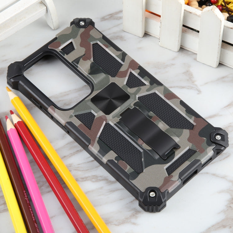 Frendorf | Für Samsung Galaxy S24 Ultra 5G Camouflage Armor Kickstand TPU + PC Magnetische Telefonhülle (Armeegrün)