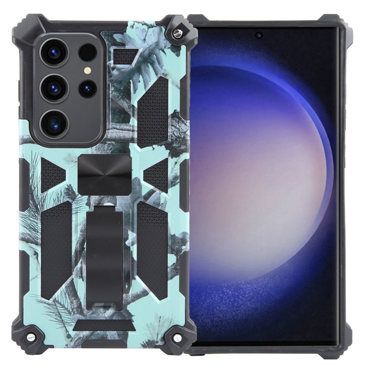 Frendorf | Für Samsung Galaxy S24 Ultra 5G Camouflage Armor Kickstand TPU + PC Magnetische Handyhülle (Mintgrün)