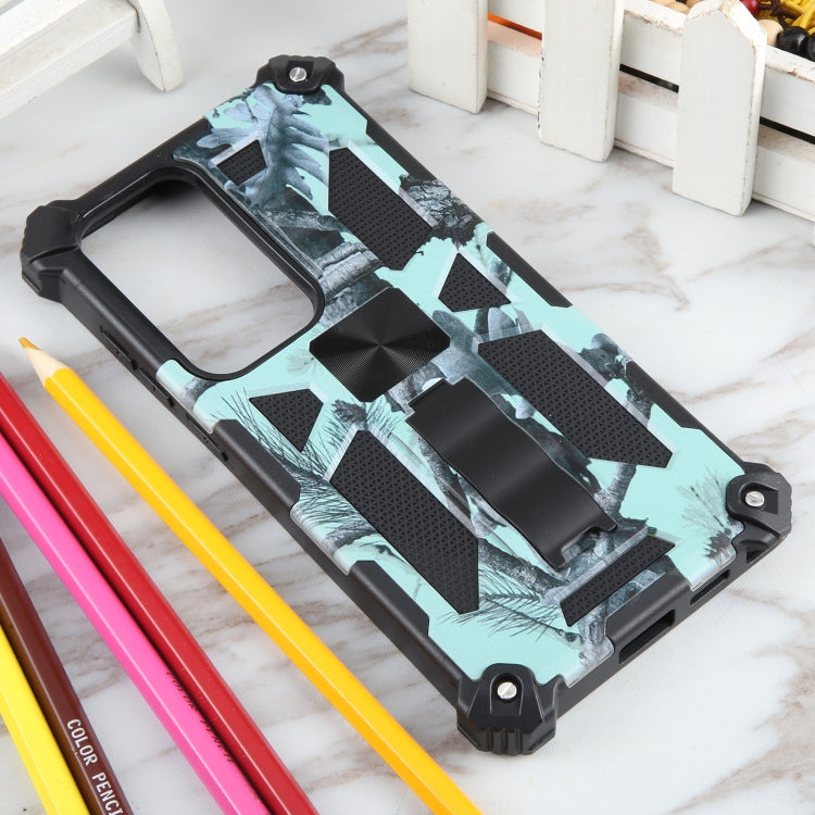 Frendorf | Für Samsung Galaxy S24 Ultra 5G Camouflage Armor Kickstand TPU + PC Magnetische Handyhülle (Mintgrün)