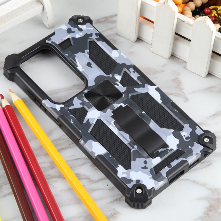Frendorf | Für Samsung Galaxy S24 Ultra 5G Camouflage Armor Kickstand TPU + PC Magnetische Telefonhülle (Grau)