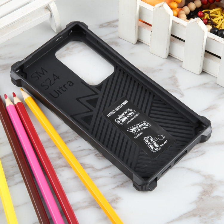 Frendorf | Für Samsung Galaxy S24 Ultra 5G Camouflage Armor Kickstand TPU + PC Magnetische Telefonhülle (Grau)