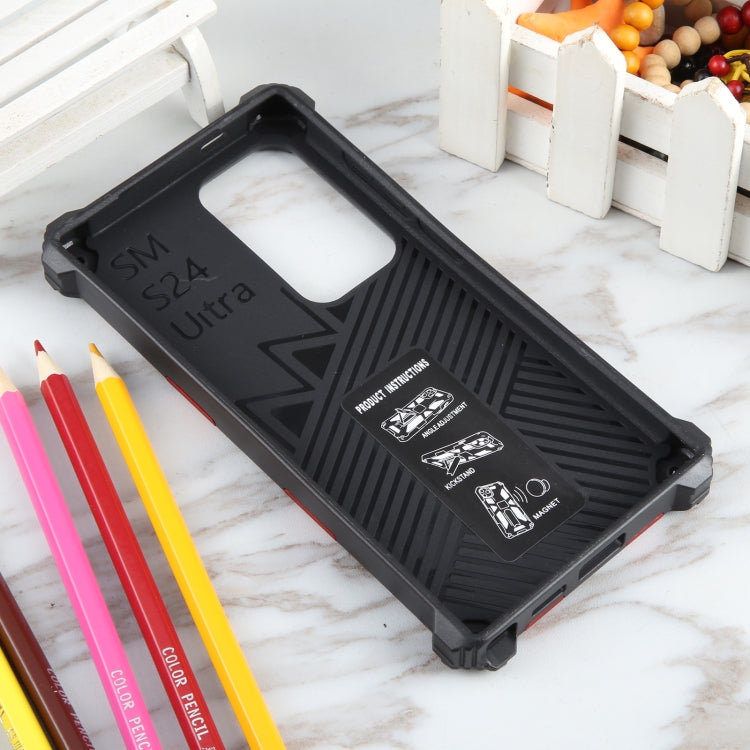 Frendorf | Für Samsung Galaxy S24 Ultra 5G Rüstungs Shockproof TPU + PC Magnetische Telefonhülle mit Halter (Rot)
