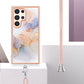 Frendorf | Für Samsung Galaxy S24 Ultra 5G Elektrophorese-Muster IMD TPU stoßfeste Hülle mit Halsband (Milchstraße Weiß Marmor)
