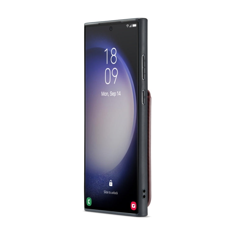 Frendorf | Für Samsung Galaxy S24 Ultra 5G Fierre Shann Crazy Horse Kartenhalter Rückentasche PU Handyhülle (Weinrot)