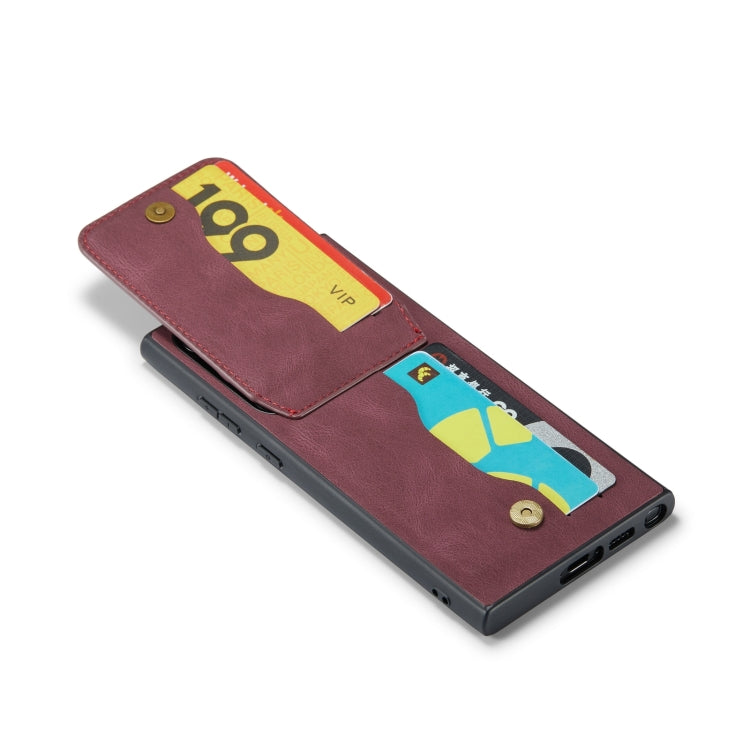 Frendorf | Für Samsung Galaxy S24 Ultra 5G Fierre Shann Crazy Horse Kartenhalter Rückentasche PU Handyhülle (Weinrot)