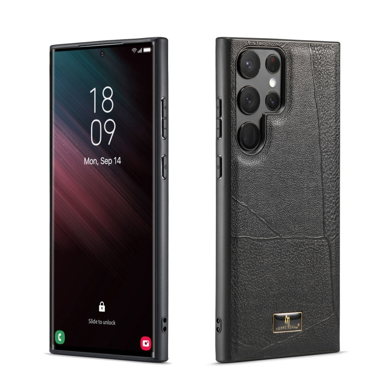 Frendorf | Für Samsung Galaxy S24 Ultra 5G Fierre Shann Ledertextur Handy Rückabdeckung (Ox Tendon Schwarz)