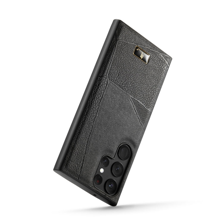 Frendorf | Für Samsung Galaxy S24 Ultra 5G Fierre Shann Ledertextur Handy Rückabdeckung (Ox Tendon Schwarz)