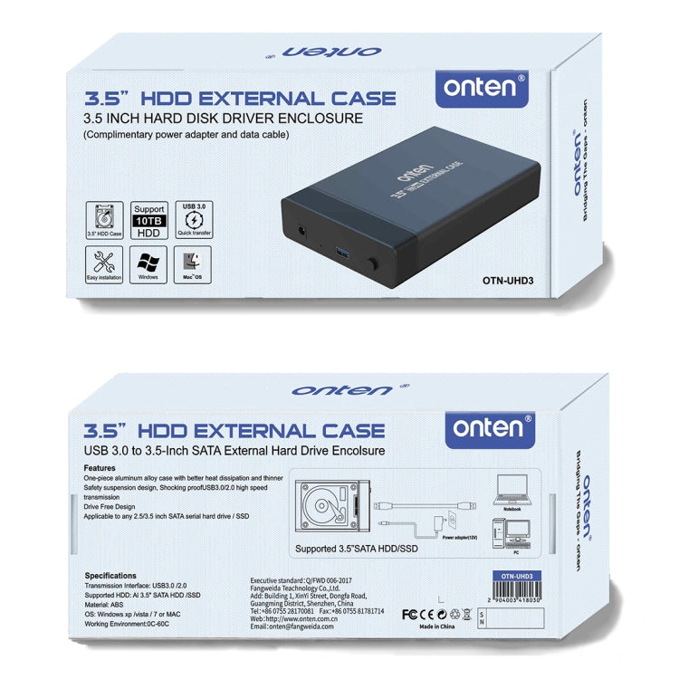 Frendorf | Onten UHD3 3.5 Zoll USB3.0 HDD Externe Festplattengehäuse (UK-Stecker)