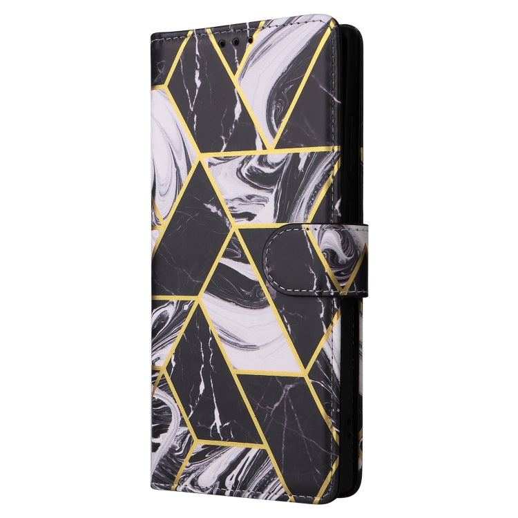 Frendorf | Für Samsung Galaxy S24 Ultra 5G Marmor Bronzing Stitching Leder Handyhülle (Schwarz)