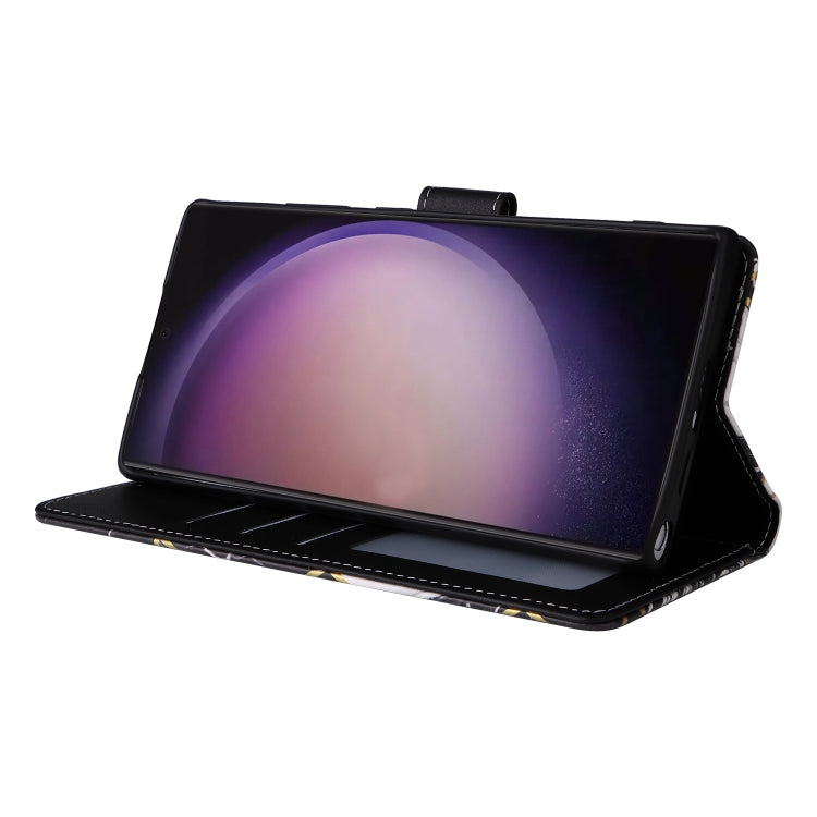 Frendorf | Für Samsung Galaxy S24 Ultra 5G Marmor Bronzing Stitching Leder Handyhülle (Schwarz)