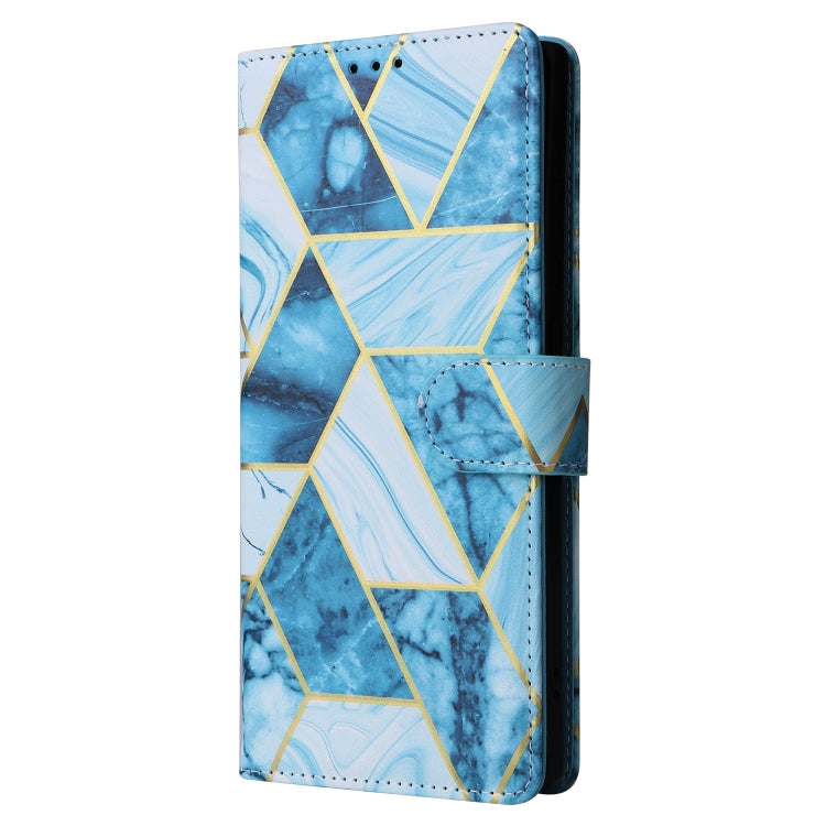 Frendorf | Für Samsung Galaxy S24 Ultra 5G Marmor Bronzing Stickerei Leder Handytasche (Blau)