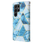 Frendorf | Für Samsung Galaxy S24 Ultra 5G Marmor Bronzing Stickerei Leder Handytasche (Blau)