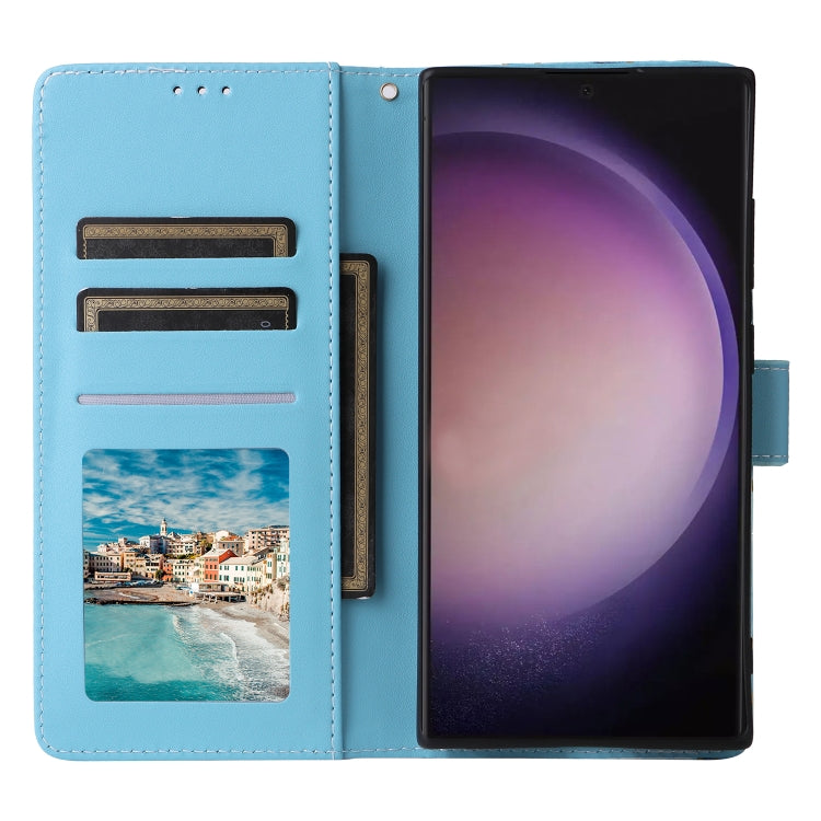 Frendorf | Für Samsung Galaxy S24 Ultra 5G Marmor Bronzing Stickerei Leder Handytasche (Blau)