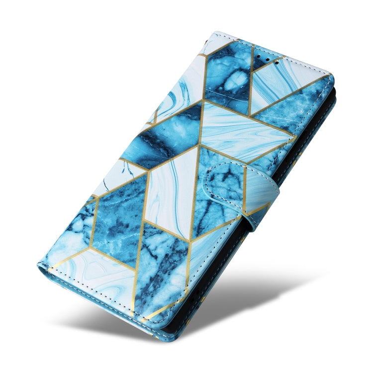 Frendorf | Für Samsung Galaxy S24 Ultra 5G Marmor Bronzing Stickerei Leder Handytasche (Blau)