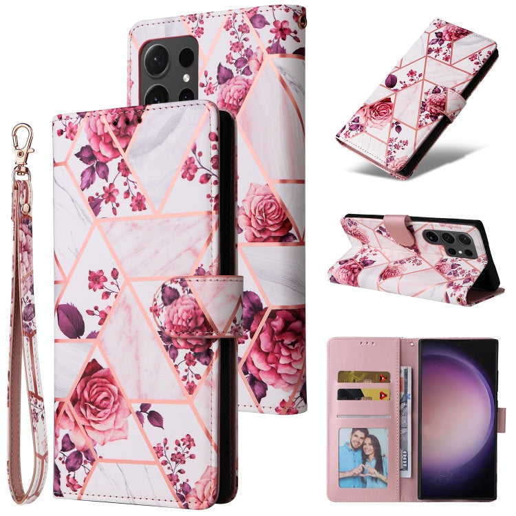 Frendorf | Für Samsung Galaxy S24 Ultra 5G Marmor Bronzing Stitching Leder Handyhülle (Roségold)