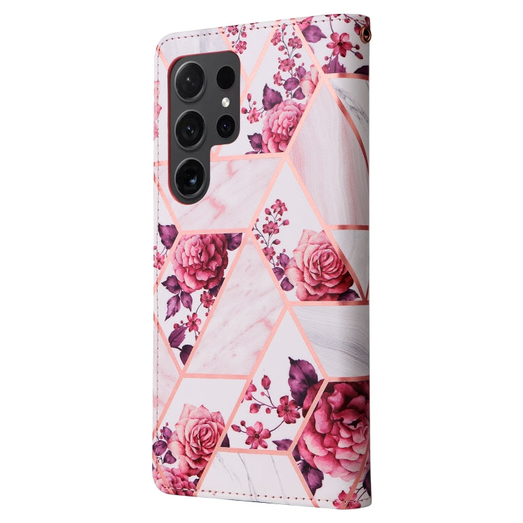 Frendorf | Für Samsung Galaxy S24 Ultra 5G Marmor Bronzing Stitching Leder Handyhülle (Roségold)
