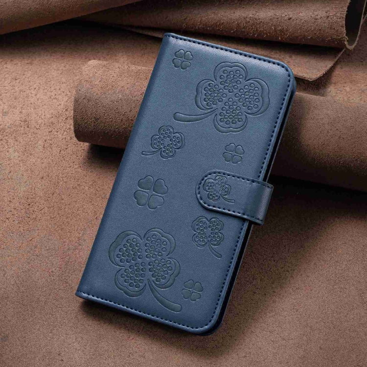 Frendorf | Für Samsung Galaxy S24 Ultra 5G Vierblättrige Prägetechniken Ledertasche (Blau)