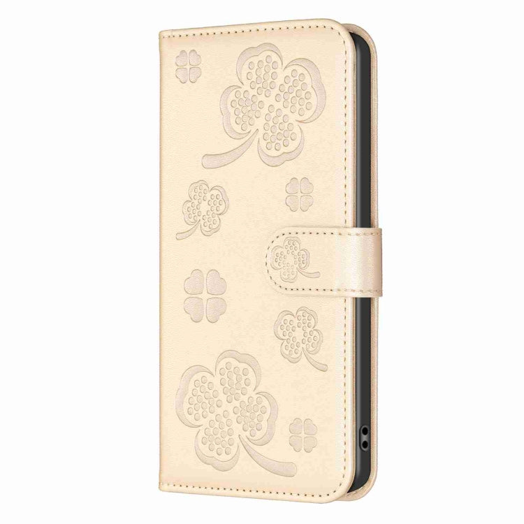 Frendorf | Für Samsung Galaxy S24 Ultra 5G Vierblatt Prägeleder Handyhülle (Gold)
