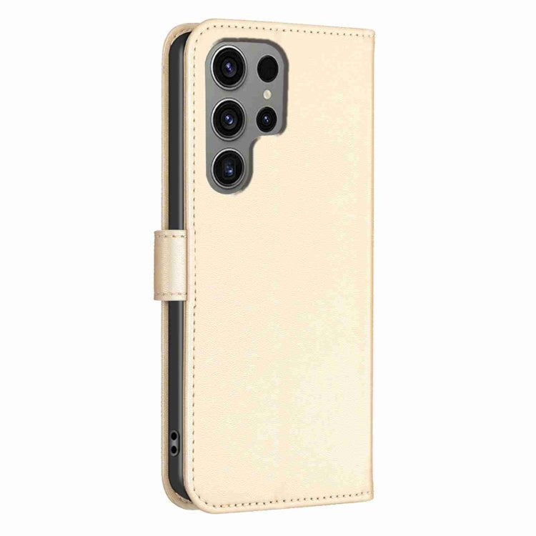 Frendorf | Für Samsung Galaxy S24 Ultra 5G Vierblatt Prägeleder Handyhülle (Gold)