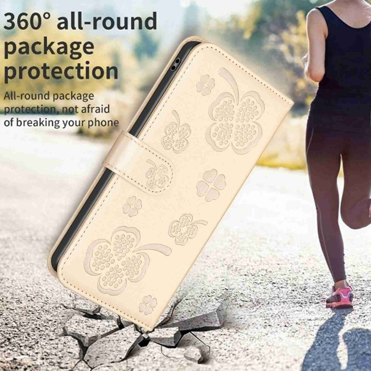 Frendorf | Für Samsung Galaxy S24 Ultra 5G Vierblatt Prägeleder Handyhülle (Gold)